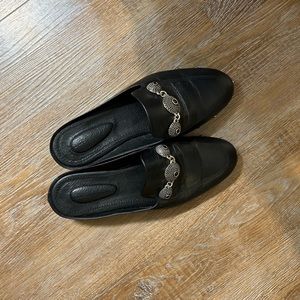 The Kooples Black Leather Mules